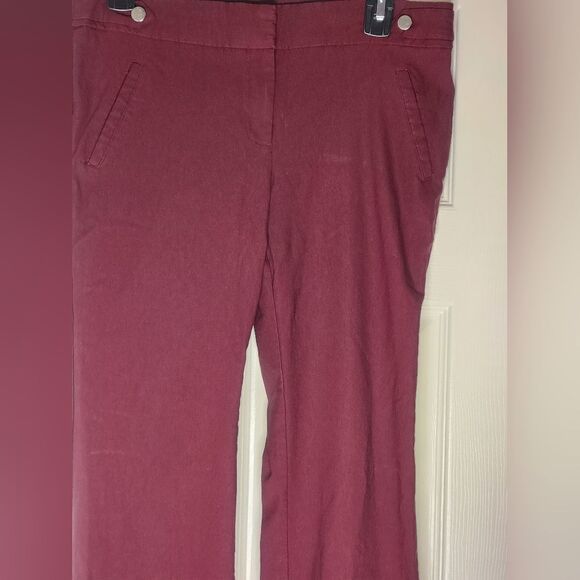 Soho Apparel LTD 8 Burgundy Full Length Zipper Stretch Women's Pants - Picture 4 of 7